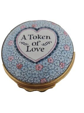 Vintage Halcyon Days Token of Love Trinket Box Bilston Battersea Enamels England